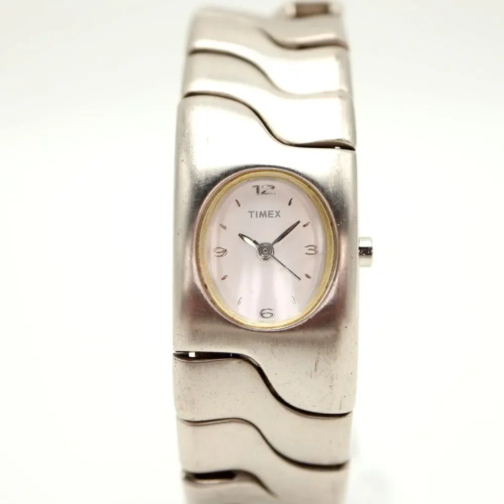 Timex Silver Tone Steel Designer Link 20mm Womens Watch 5.5